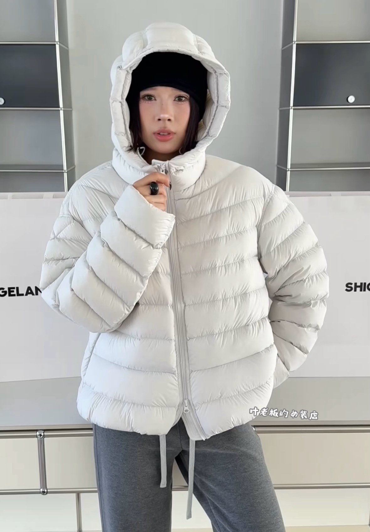 T64692排骨羽绒服 诗歌兰女装26冬款时尚白色连帽白鸭绒羽绒外套