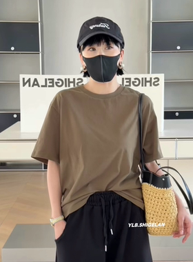 现货C58464休闲短袖 诗歌兰女装2026夏款简约百搭圆领绿色T恤女