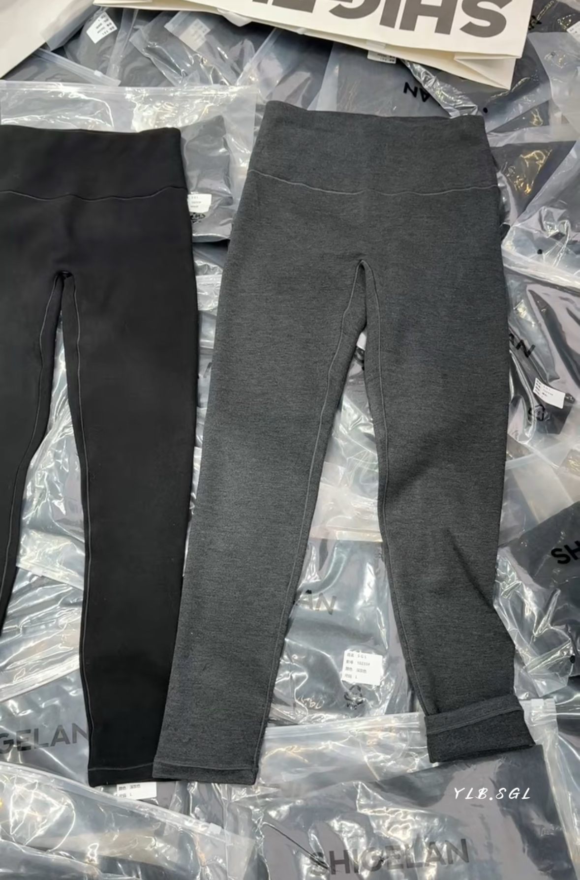 诗歌兰10233瑜伽裤2025冬款 百搭深灰色收腹高腰加绒九分打底裤女