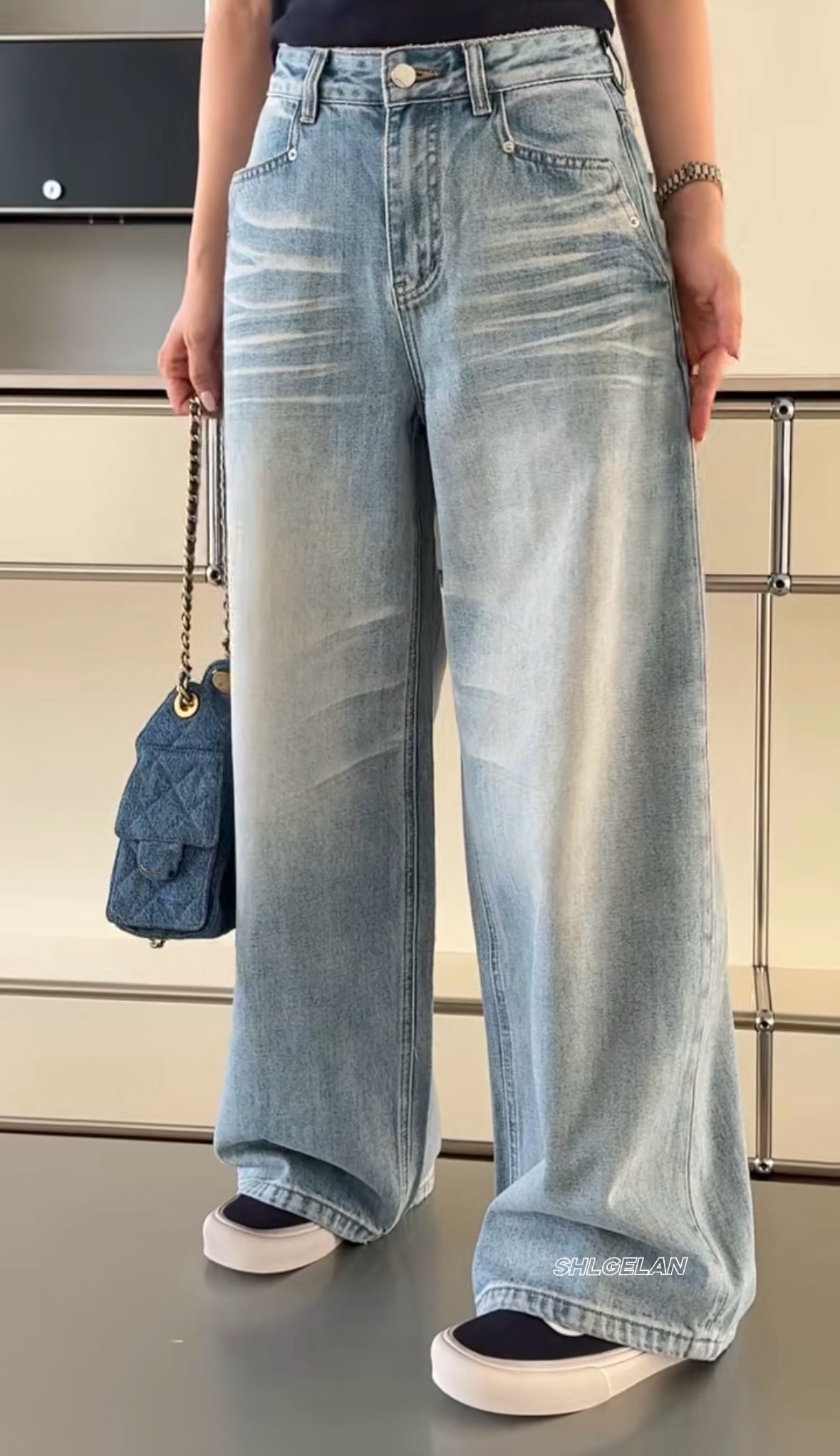 T68012欧货牛仔裤 诗歌兰女装2026春款气质浅蓝色显瘦直筒牛仔裤