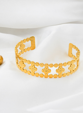 四叶草百搭手镯不锈钢小众设计