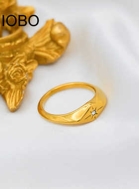 菱形镶锆石戒指小清新