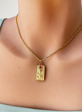 欧美小众太阳神钛钢镀金女项链