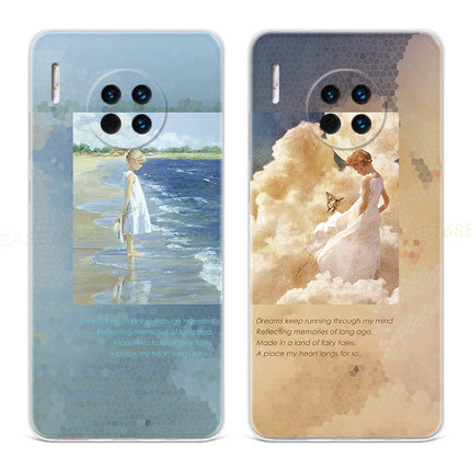 文艺小女孩适用华为mate60手机壳40pro+50油画20x复古10e可爱9女8