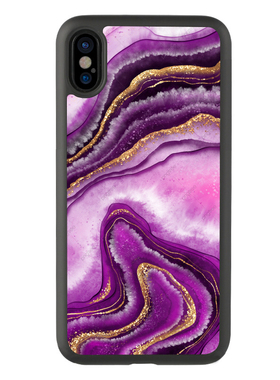 适用于艺术14紫色大理石纹iPhone151314Promax保护壳苹果xs玻璃xr