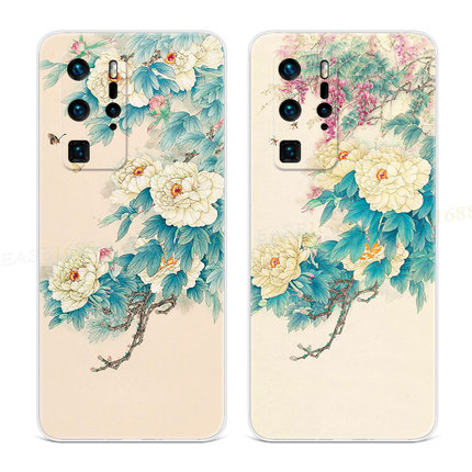 文艺牡丹花适用华为p40手机壳p60p20pro中国风p10p9plus复古+女款