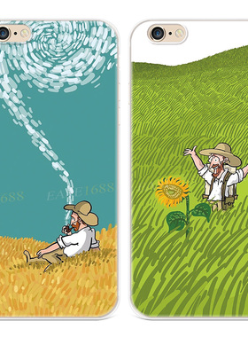 个性油画风适用iPhone8plus苹果X手机壳6s7梵高xsmax可爱XR女款软5se第一1二2三3代五六七八