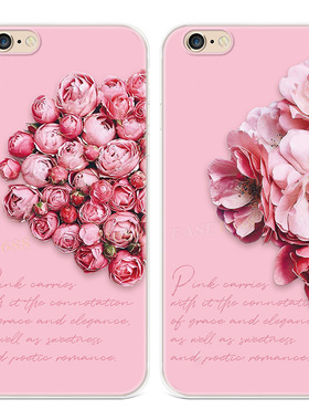甜美玫瑰花适用iPhone8plus苹果X手机壳6s7少女心XR文艺xsmax女款软5se第一1二2三3代五六七八