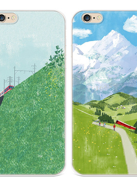 旅行插画适用iPhone13苹果7plus手机壳6s8小清新14promax文艺女款软5se第一1二2三3代五六七八