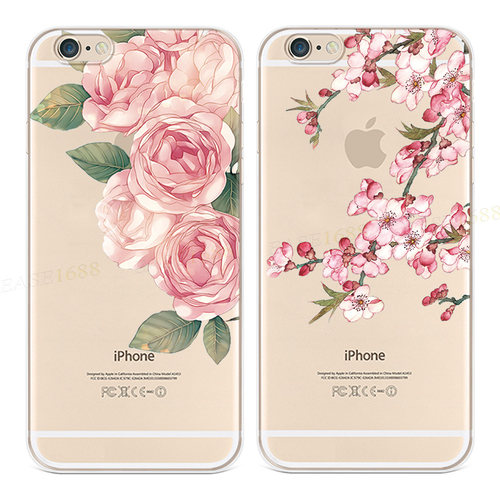 透明牡丹花7适用iPhone8p