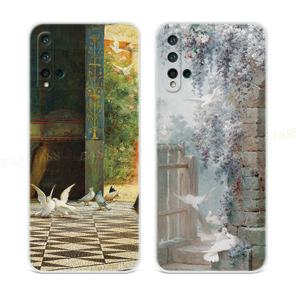 法式油画鸽子适用华为nova5pro手机壳6se文艺3i4e2s复古z小众女款