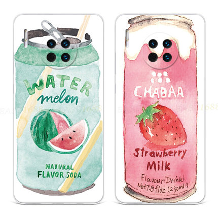 草莓牛奶适用华为mate60手机壳40pro+50可爱20x插画10e少女心9软8