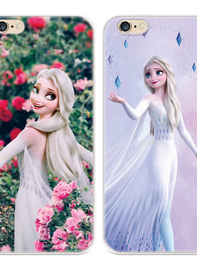 花朵艾莎公主适用iPhone8plus苹果X手机壳6s7可爱XR少女心xsmax女款软5se第一1二2三3代五六七八