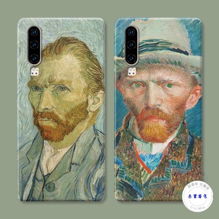 梵高自画像适用华为p40手机壳p60p20pro油画p10p9plus复古+女文艺