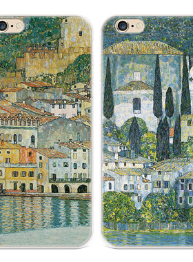 欧式小镇适用iPhone8plus苹果X手机壳6s7油画xsmax克里姆特XR文艺小清新女款软5se第一1二2三3代五六七八