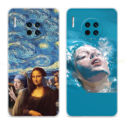蒙娜丽莎的微笑适用华为mate60手机壳40pro+50女款20x油画10e9软8