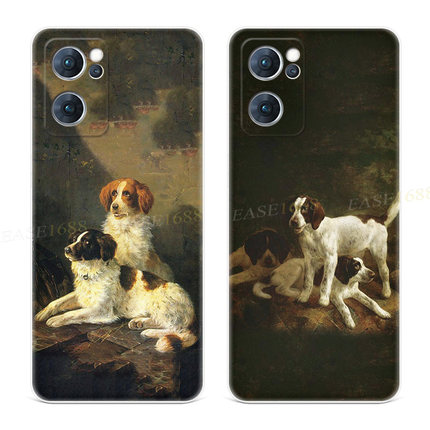 可爱小狗9适用oppo Reno7手机壳8pro+6复古5K油画4se文艺3原创2z女款Ace软十