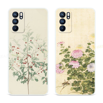 古风红豆9适用oppo Reno6手机壳8pro+7中国风5K文艺4se菊花3简约2z女款Ace软十