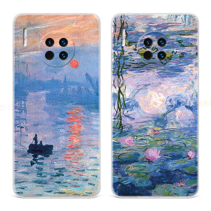 日出油画适用华为mate60手机壳40pro+50复古20x睡莲10e莫奈9文艺8