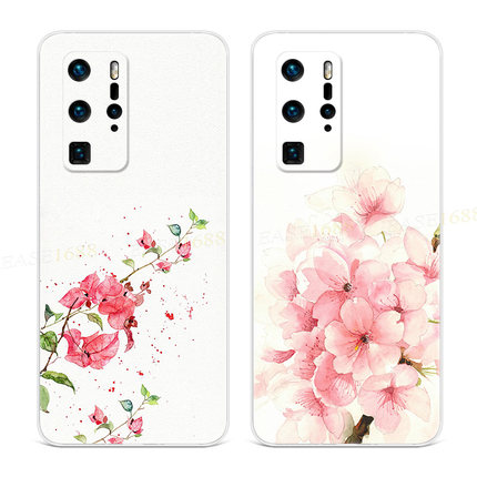 唯美桃花适用华为p40手机壳p60p20pro文艺p9p10plus小清新女款+