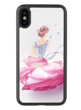 适用于日韩14手绘鲜花女孩适用iPhone13手机壳7plus保护套15Proma