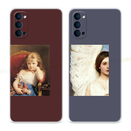 油画芭比9适用oppo reno6手机壳8pro+7可爱5k文艺4se欧美复古3元气版2z女款Ace轻薄软十