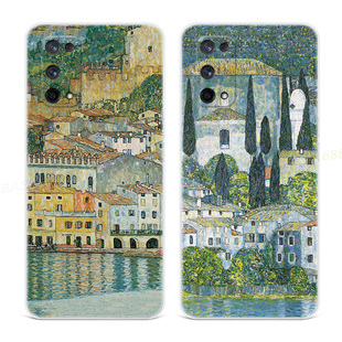 欧式小镇适用oppo realme手机壳x7pro油画x2青春版50克里姆特文艺