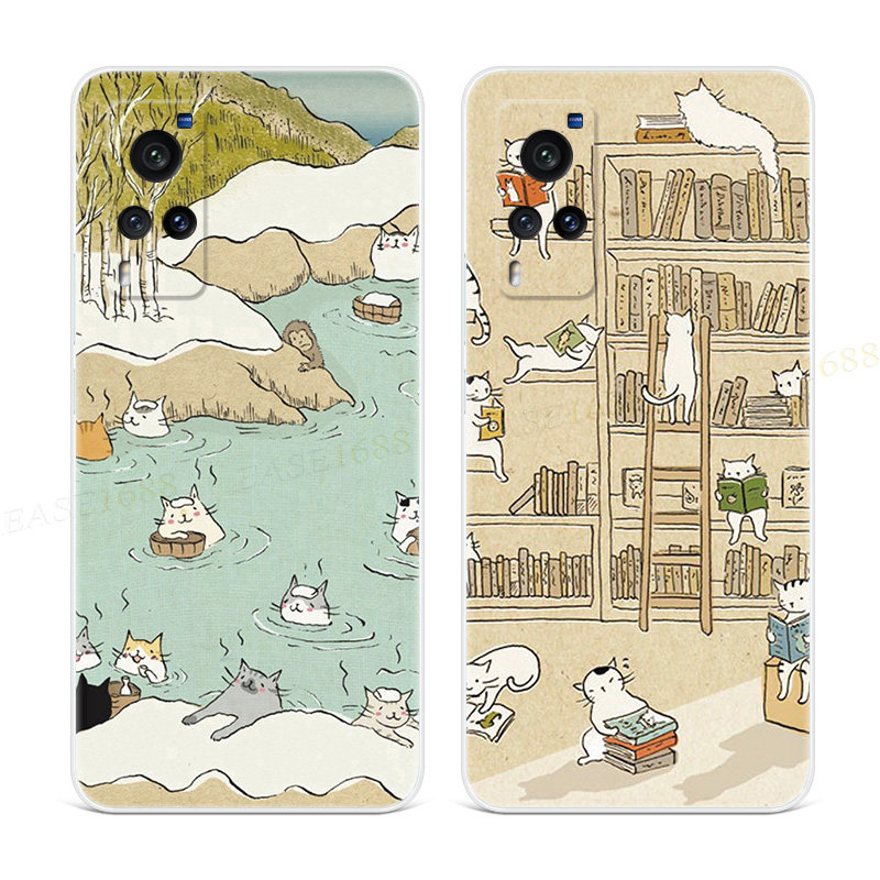 可爱猫咪适用于vivo x60手机壳x50x27Pro+创意插画3卡通nex女款软