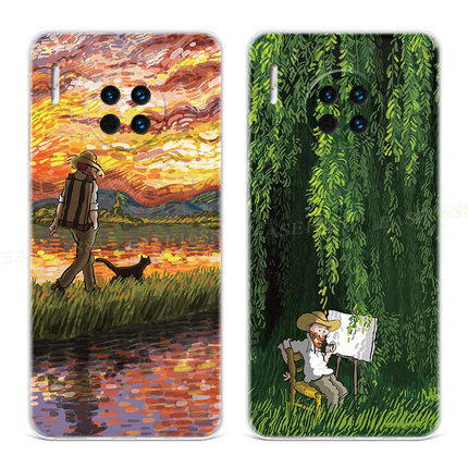 猫咪梵高适用华为mate60手机壳40pro+50可爱20x文艺男士10e9女款8