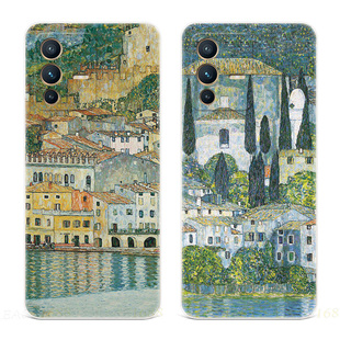 欧式小镇适用vivo s12手机壳s16s15s10s9s7s6油画克里姆特pro女款