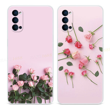 粉色玫瑰花9适用oppo reno6手机壳8pro+7文艺5k简约4se少女心3元气版2z女款Ace轻薄软十