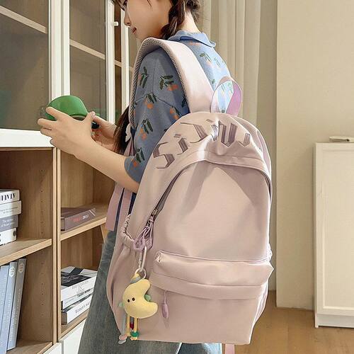 正版巴博斯顿简约纯色书包女小众设计感少女潮大学生通勤双肩背包