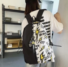 正版乐惜美式高街涂鸦书包男生时尚潮流初高中学生双肩背包高颜值