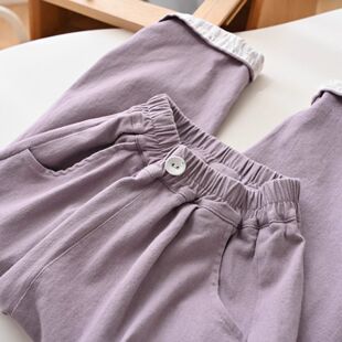 2025年春秋款 女童宽松直筒萝卜裤 儿童碎花挽边长裤 中大 栗子家