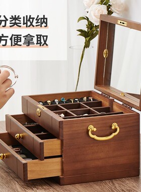 实木首饰盒木质复古带锁