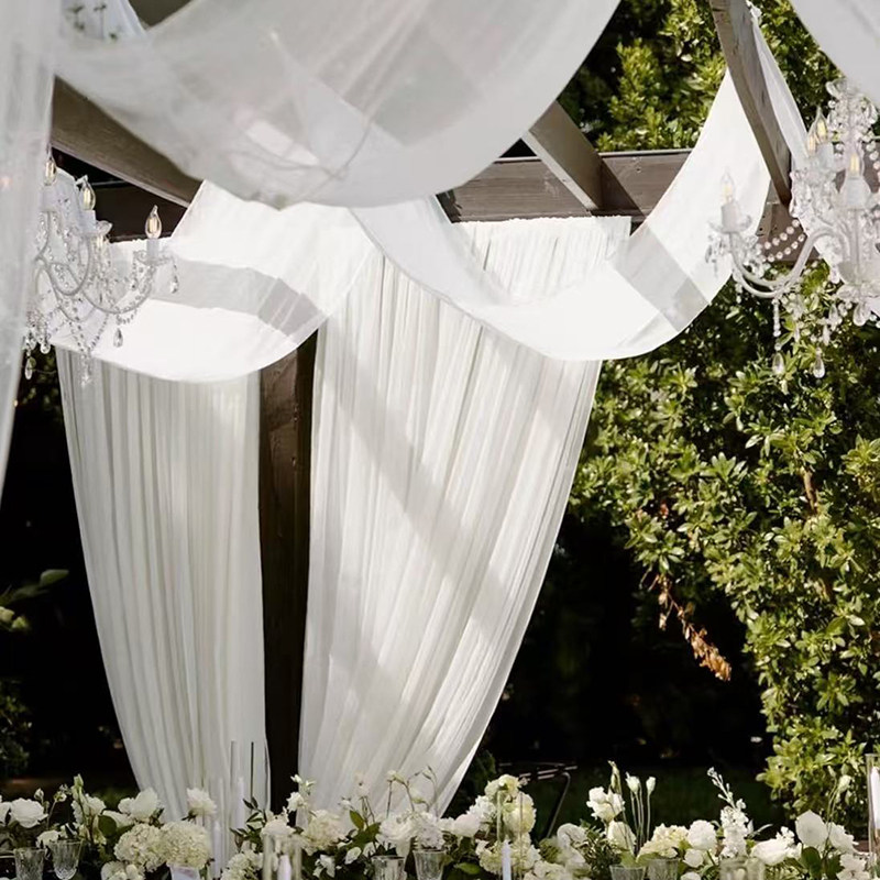 3米宽白色半透明纱幔背景纱布料透光不透人超宽户外婚庆装饰纱布