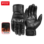 冬季 备触屏 摩托骑行真皮手套机车复古防摔防水抗寒保暖男女骑士装