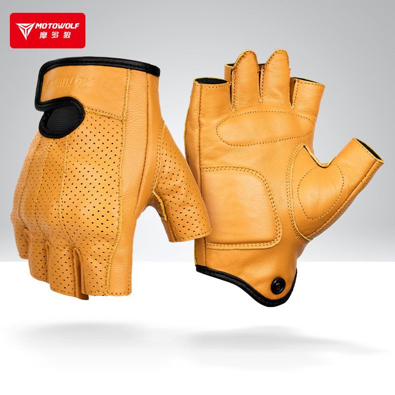 摩多狼骑行手套四季摩托车复古半指透气真羊皮装备快脱机车男女士,摩托车/装备/配件,骑士手套,淘宝优惠券,粉丝福利购,淘宝优惠卷