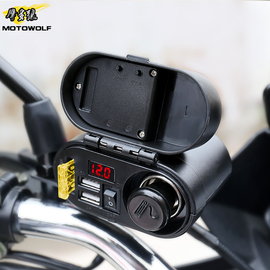 摩托車防水雙USB手機充電多功能車充電動車改裝通用12v車載點煙器圖片