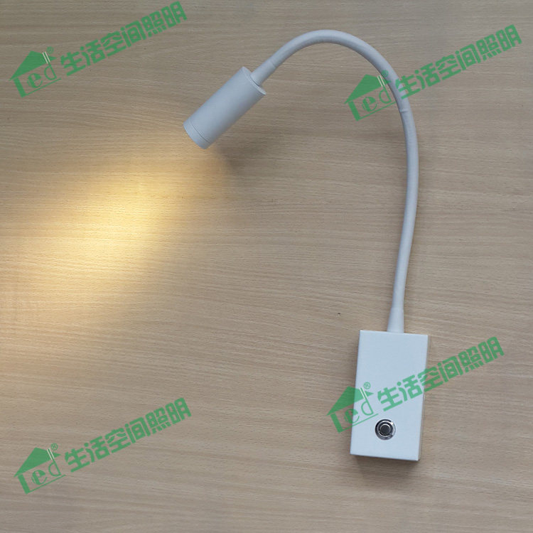 스위치가있는 하이 엔드 터치 디밍이 가능한 흑백 간단한 LED 침대 옆 벽 램프 호텔 클럽 LED 독서 램프 3W