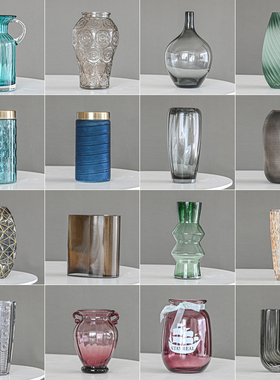 清仓捡漏 中古花瓶客厅插花轻奢法式小众高级感黑色复古玻璃摆件