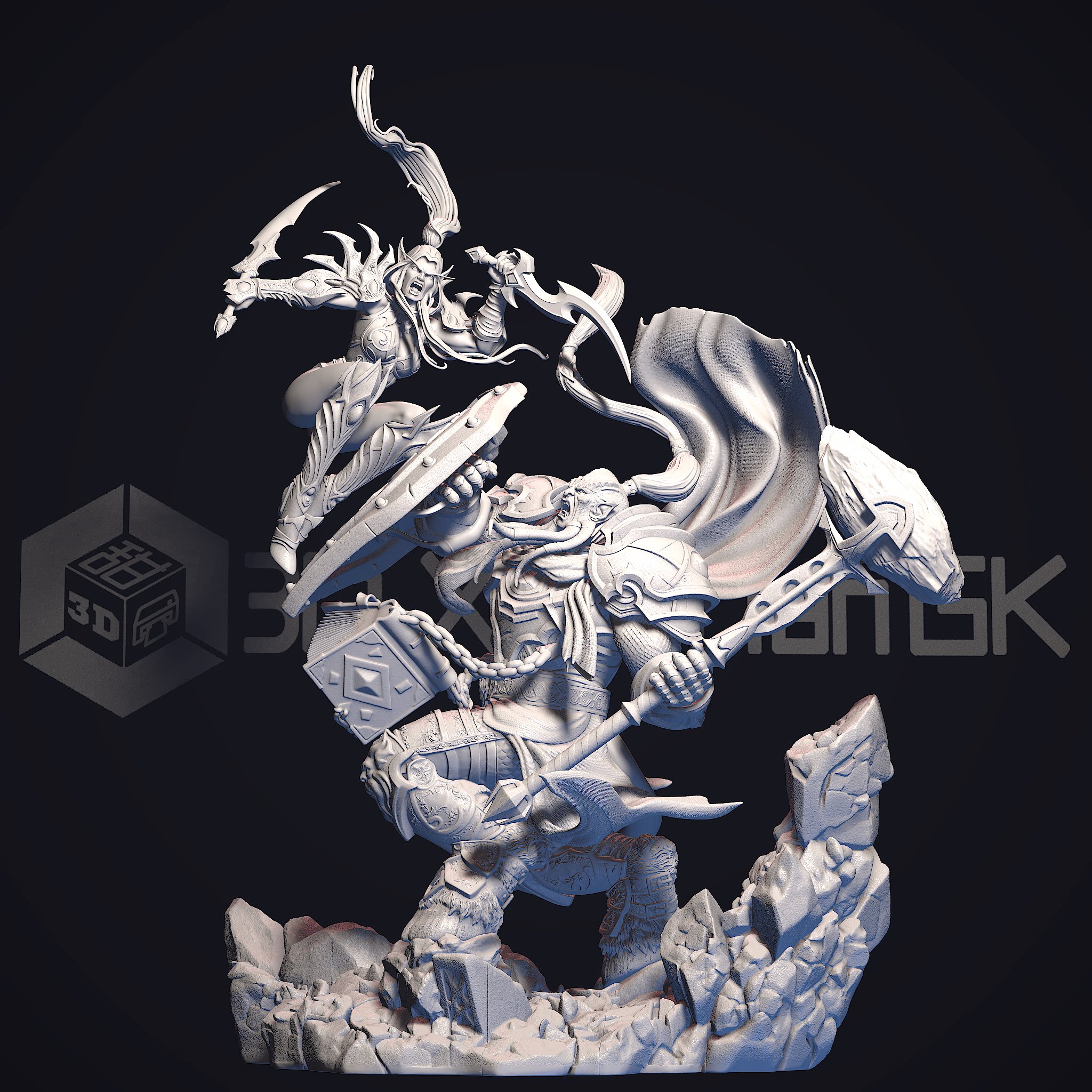 魔兽世界瓦莉拉GK白模实体手办图片
