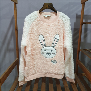 女士羊羔绒圆领卫衣 毛绒上衣 家居服