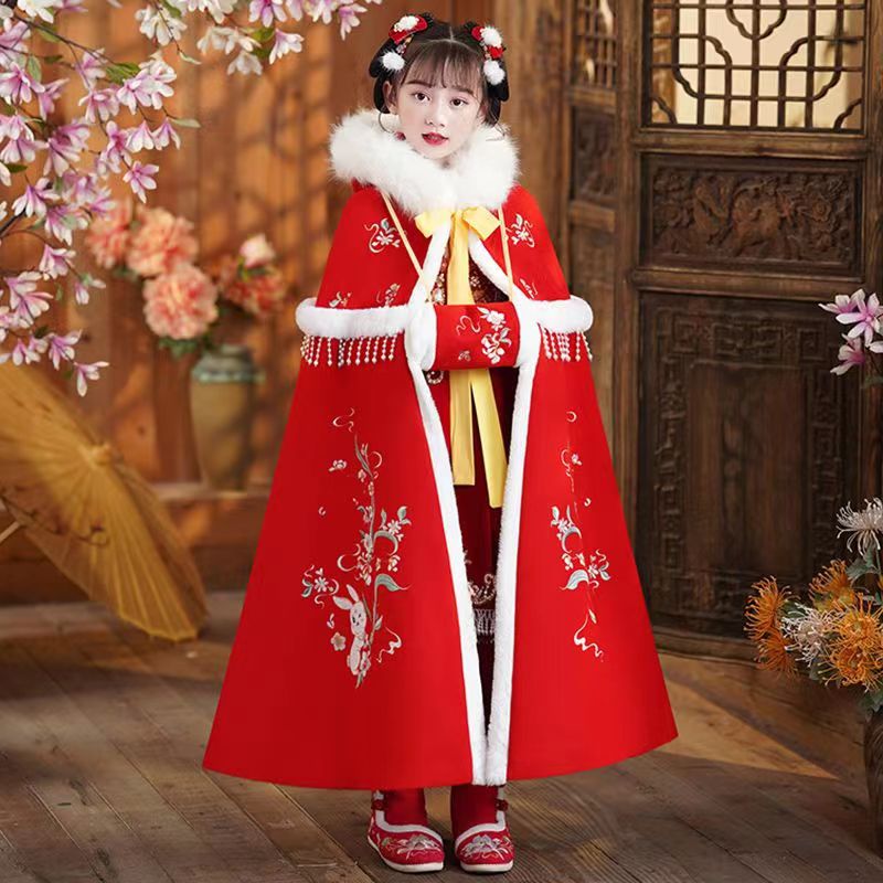 儿童古风披风斗篷宝宝外出女宝拜年汉服冬款女童秋冬2025新款冬季