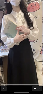 现货170高个子独特漂亮套装加长版白色衬衫黑色半身裙职业套装裙