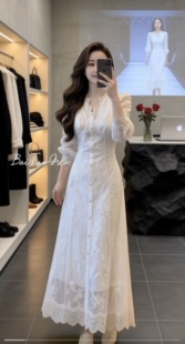 年后做。2026法式蕾丝连衣裙气质小个子仙女裙温柔风显瘦长裙子