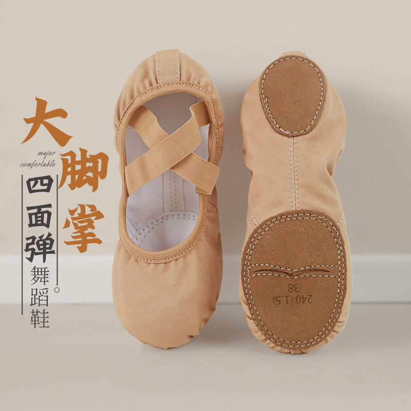 舞蹈鞋女成人弹力布软底鞋练功鞋