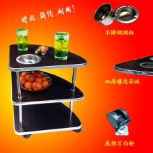 麻将机桌旁边三角扇形小茶几茶水架木质包边棋牌室移动带轮茶水台