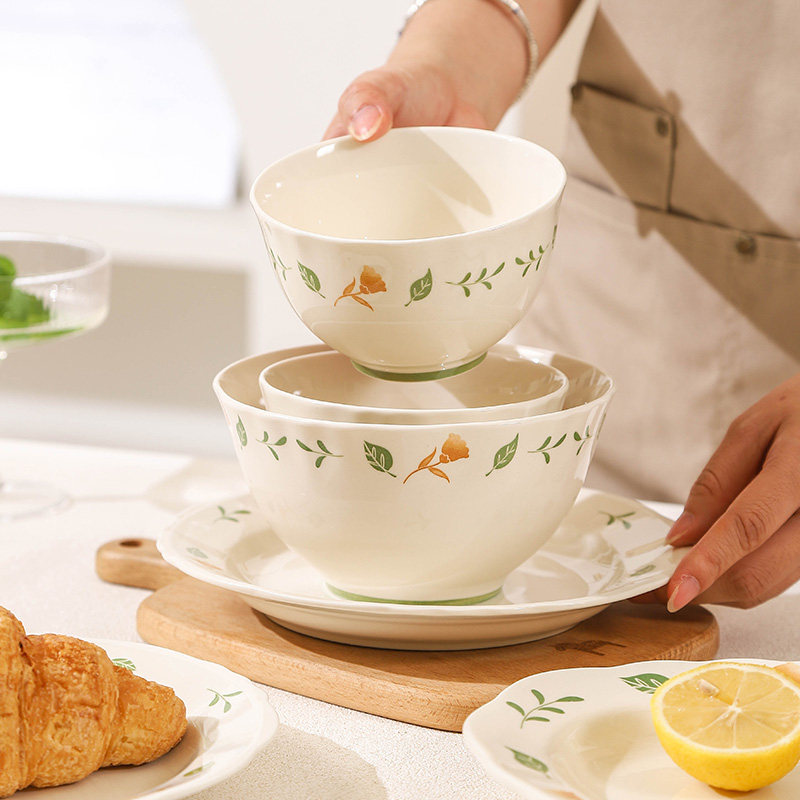 小清新碗碟碗具家用陶瓷碗盘碗筷2025新款餐具盘子米饭碗个人专用,餐饮具,碗,淘宝优惠券,粉丝福利购,淘宝优惠卷