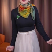 白桦林 丽锦缎90 90方巾丽锦缎丝巾经典 花色名媛气质时尚 百搭